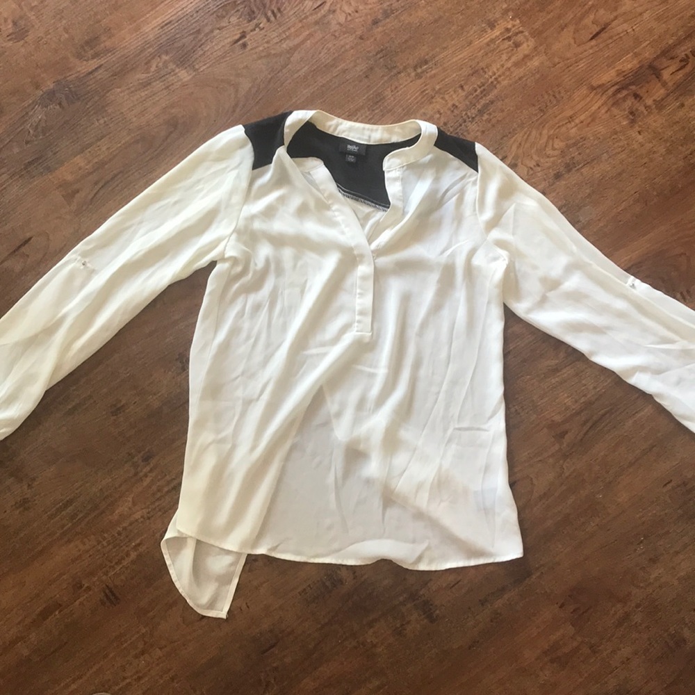 White spliced back blouse